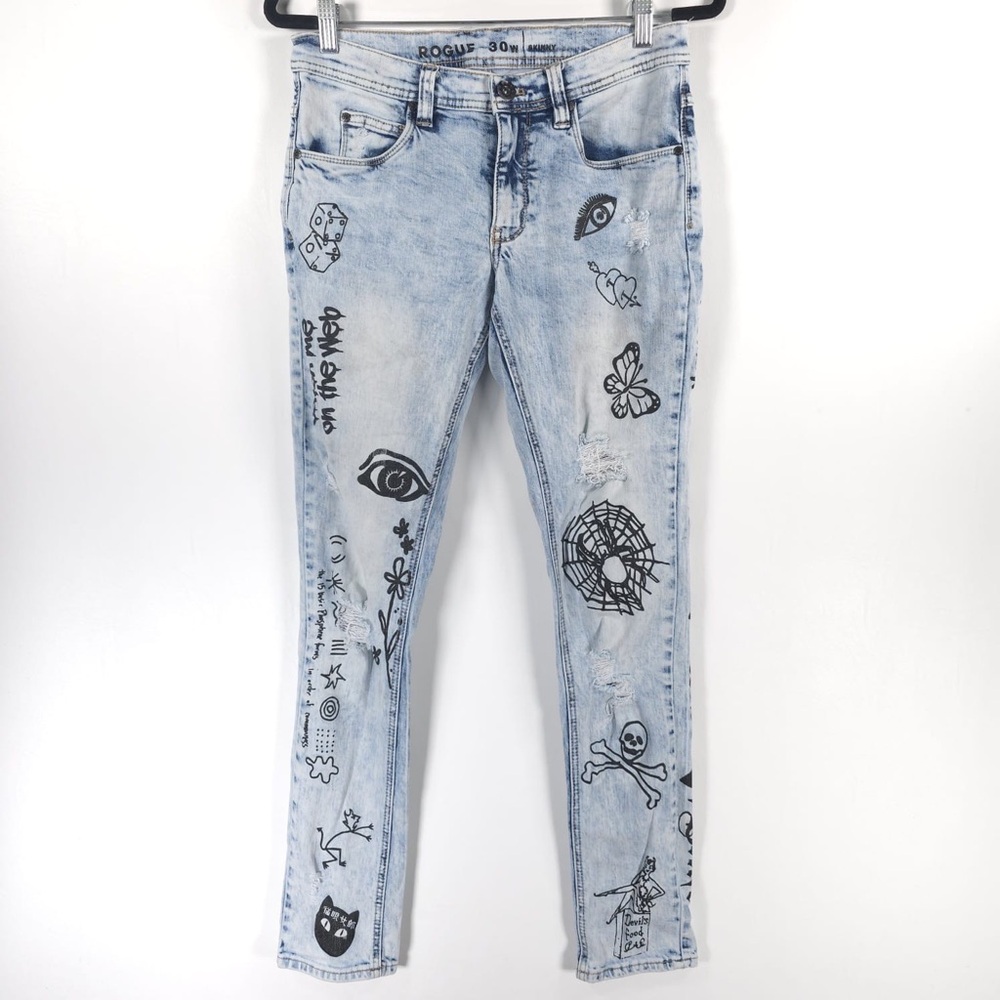 Zumiez NINTH HALL ROGUE Light Wash‎ Skinny Jeans Size 30W